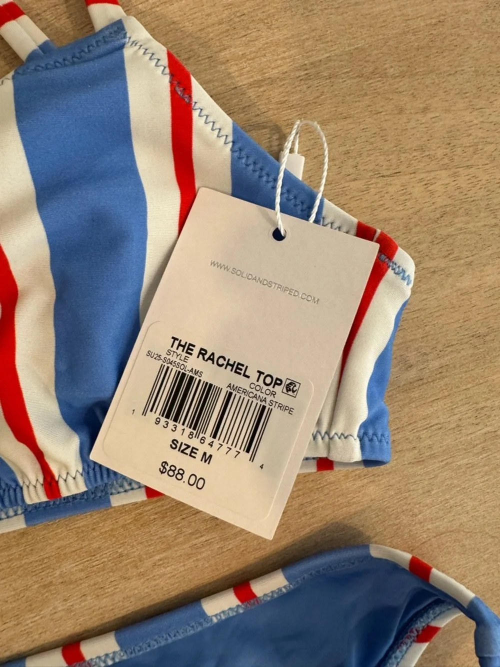 NWT SOLID & STRIPED Blue, White & Red Striped Bikini Set - Picture 5 of 5
